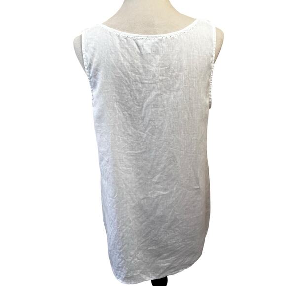 J. Jill Love Linen | 100% Linen | Women’s Medium | White Tank Top | Eyelet Lace - Picture 5 of 6